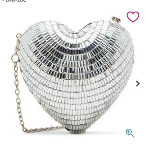 Betsey Johnson Stole My Heart Silver Heart-Shaped Clutch/Crossbody Bag